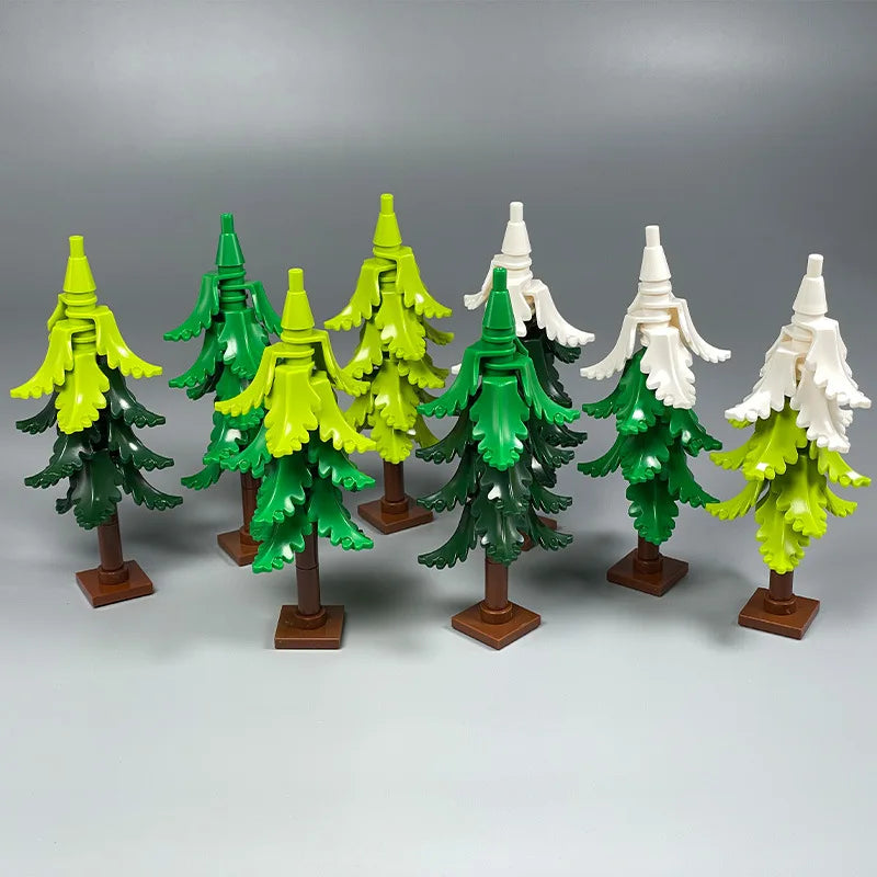DIY  Pine Tree Model Kit - Snowy Christmas Tree Street Forest Compatible with Building Blocks & Assemble Particles