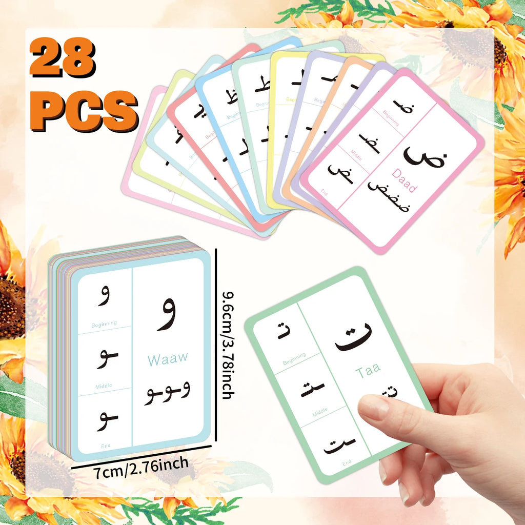 28pcs Arabic Educational Alphabet Flash Cards For Arabic Beginner Or Early Tutoring School Interesting Learning Interaction Card