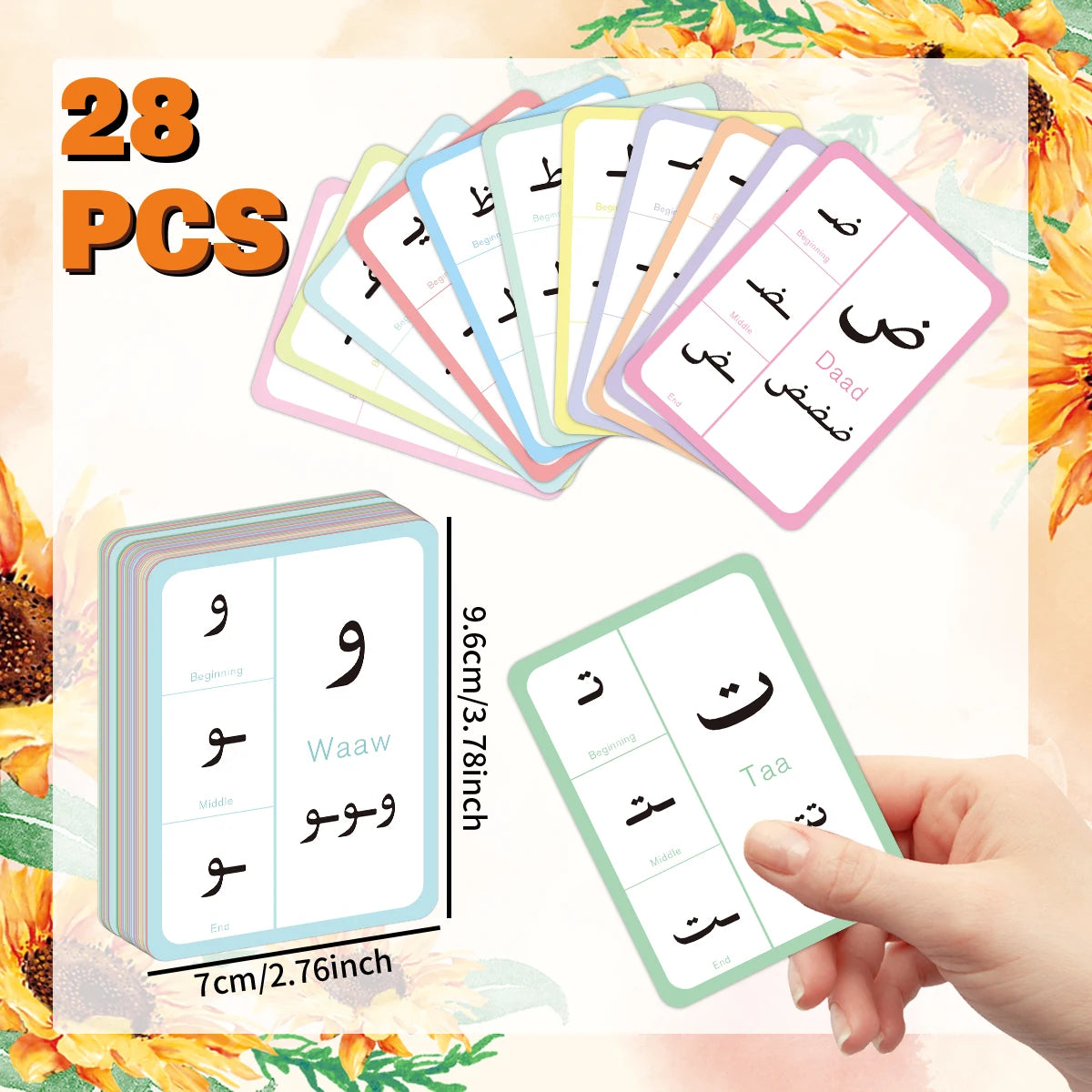 28pcs Arabic Educational Alphabet Flash Cards For Arabic Beginner Or Early Tutoring School Interesting Learning Interaction Card