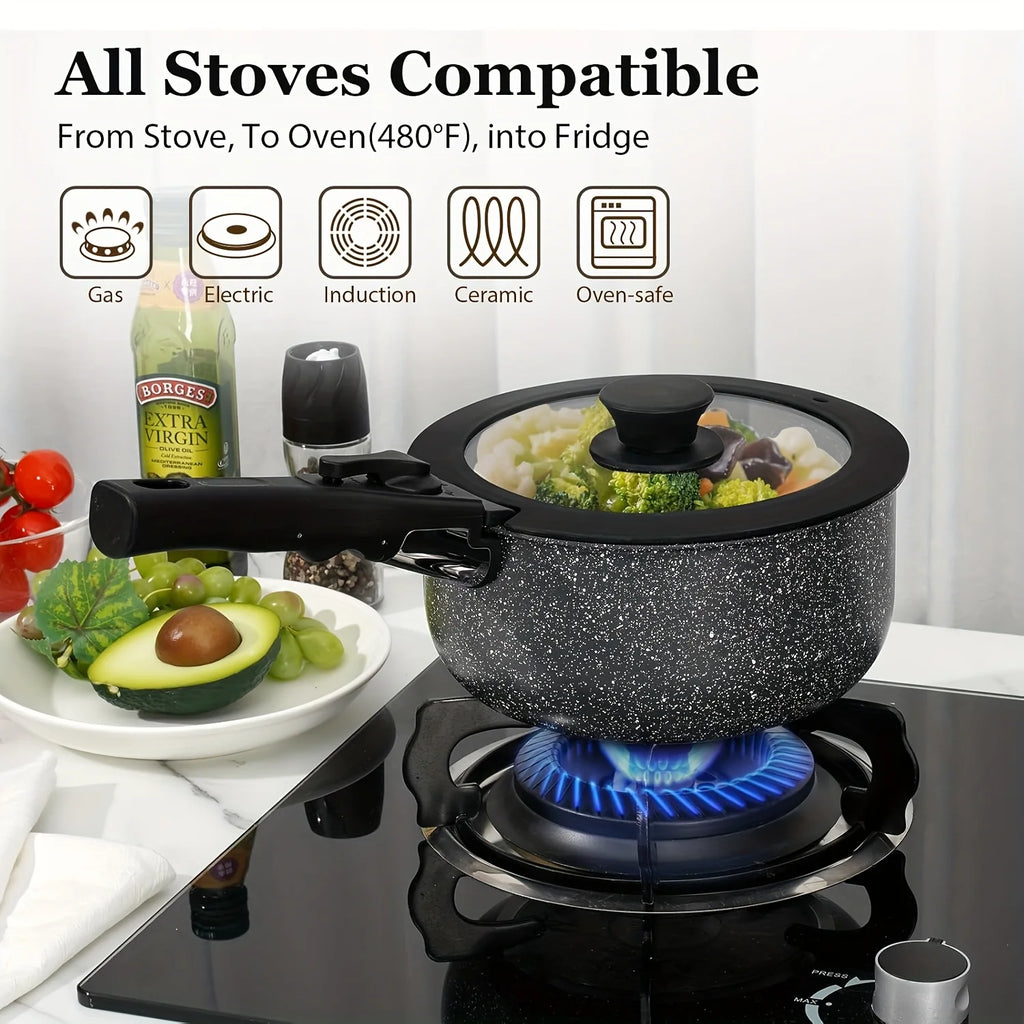 15pcs Pots And Pans Set Non Stick, Cookware Sets With Detachable Handle, Nonstick RV Kitchen Cooking Set Removable Handles,