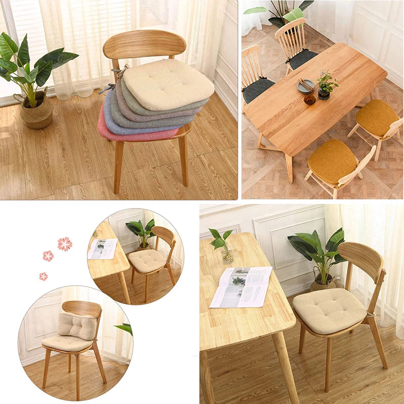 Summer Dining Chair Cushion Thickened Cotton Linen Breathable Cushion Student Horseshoe-shaped Chair Cushion Home Supplies