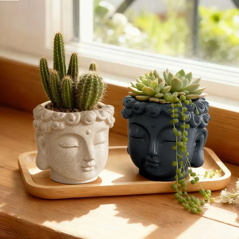 Zen Buddha Statue Resin Planter Flower Pot Home Courtyard Garden Decor Handicraft Ornament Indoor Outdoor Green Plant Gift