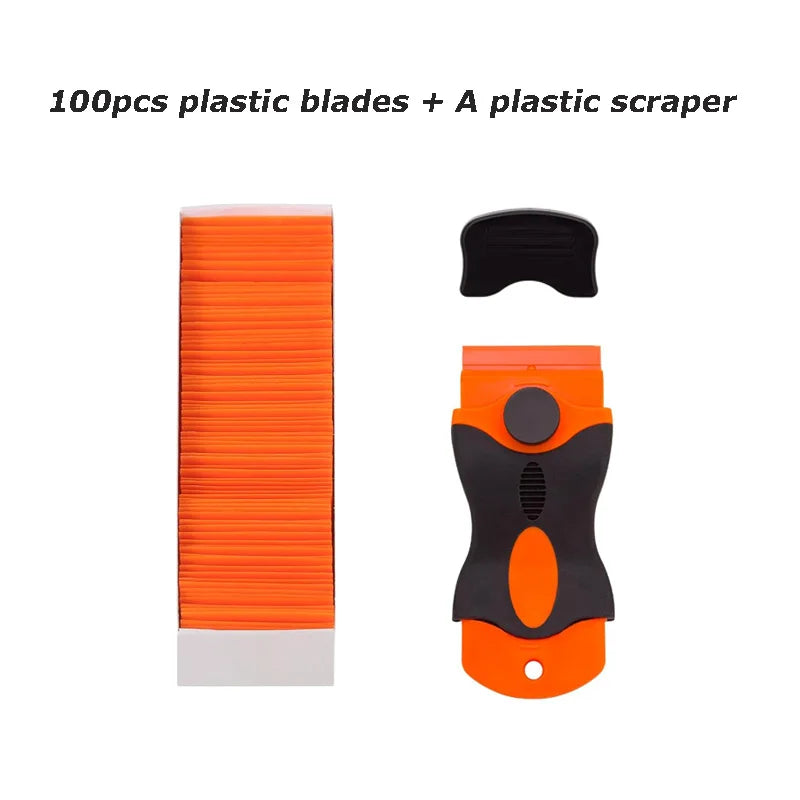 Car Paint Scraper with Plastic Replacement Blades Sticker Glue Removal Scraper Tool Set for for Removing Labels Stickers Decal