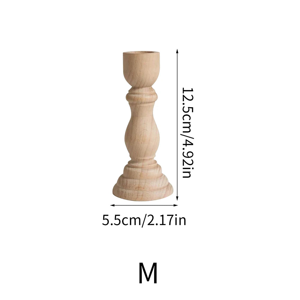 Wooden Candlesticks Unfinished Wood Candle Holder Pillar Taper Candle Stands for Wedding Party Birthday Home Table Decoration
