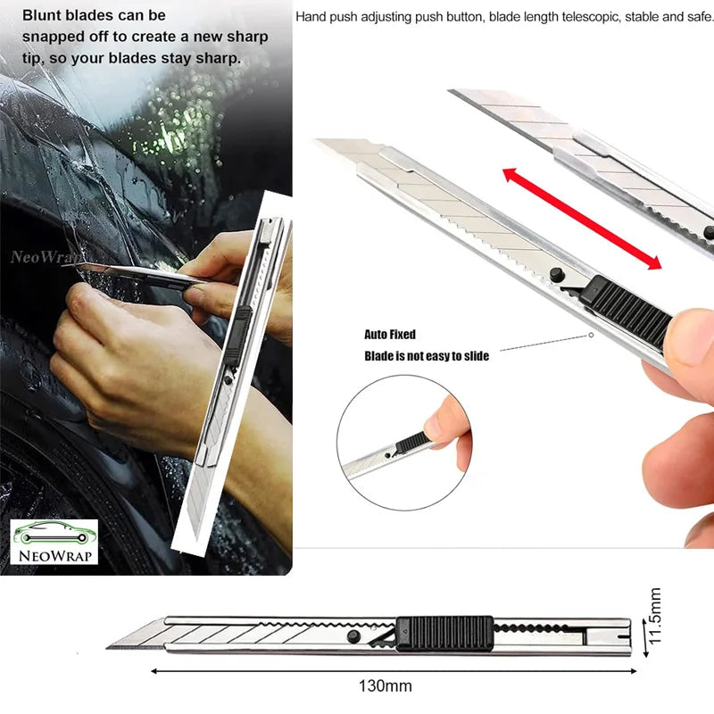 Window Tint Kit Wrapping Spatula Foiling Tool Car Vinyl Wrap Kit Mini Felt Squeegee Wrap Knife and Blades Micro Corner Squeegee