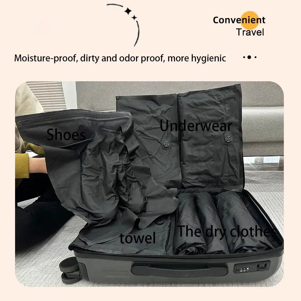 Reusable Hand Roll Vacuum Bags for Travel Waterproof Vacuum Compression Bag Portable Luggage Vacuum Storage Bag Space Saver