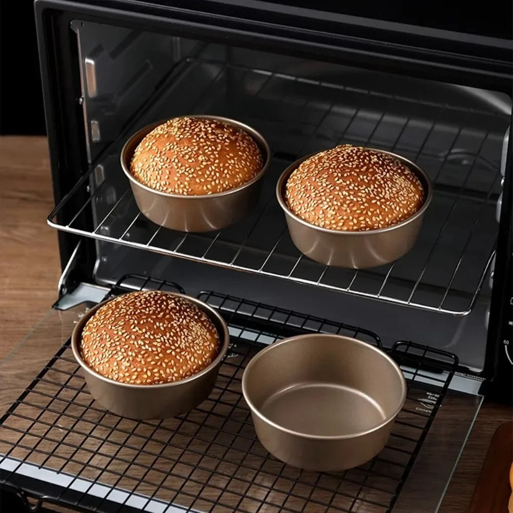 4 Inches Carbon Steel Metal Cheese Pan Cake Mold Air Fryer Mini Round Bread Mould Tart Holder Pudding Jelly DIY Bakery