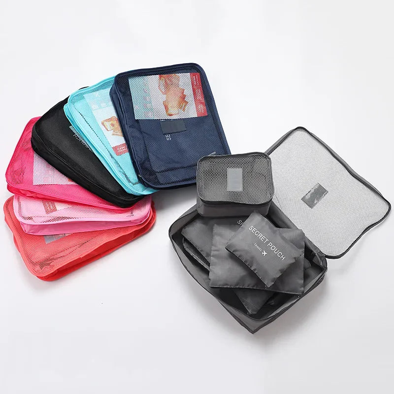 6 Pcs Travel Clothes Storage Bags Set Portable Luggage Organizer Packing Cubes for Suitcase Shoes And Clothes Portable Pouch