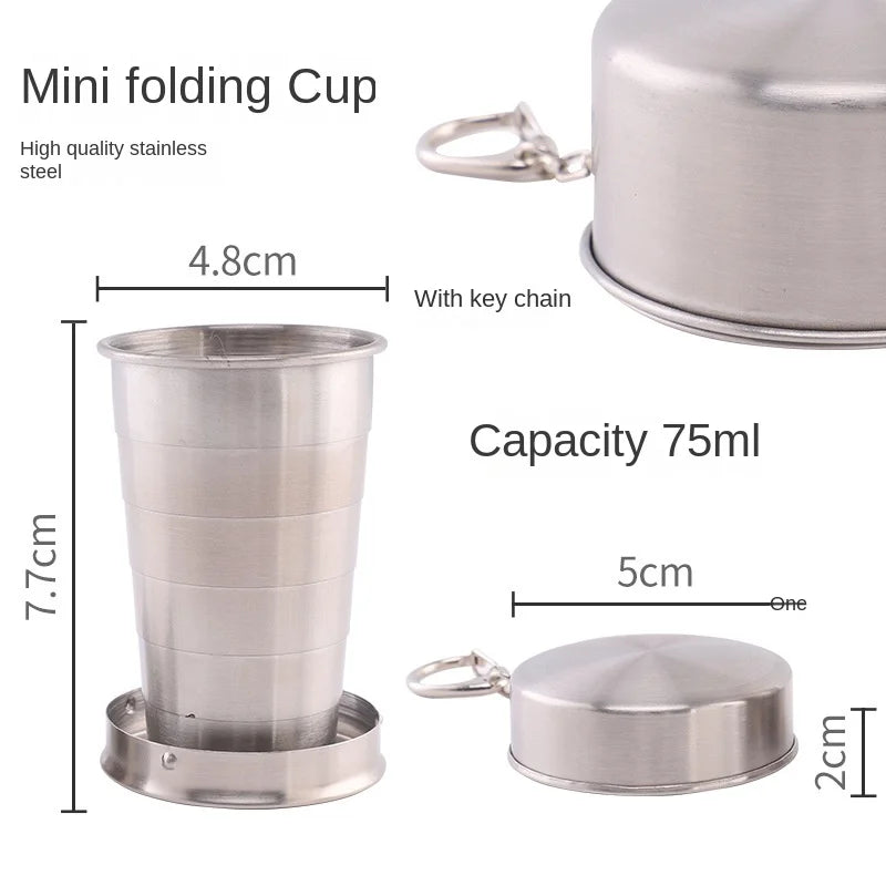 Stainless Steel Folding Cup Portable Outdoor Travel Camping Telescopic Cup Ourdoor Foldable Drinkware 75ml/150ml/250ml