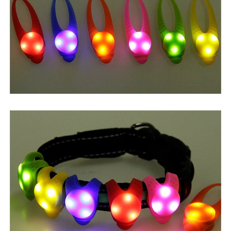 3in LED Pet Dog Collar Pendant Silicone Luminous Warning Light Glitter Christmas Ornament for Dogs Cats Bird Cage Festival Decor
