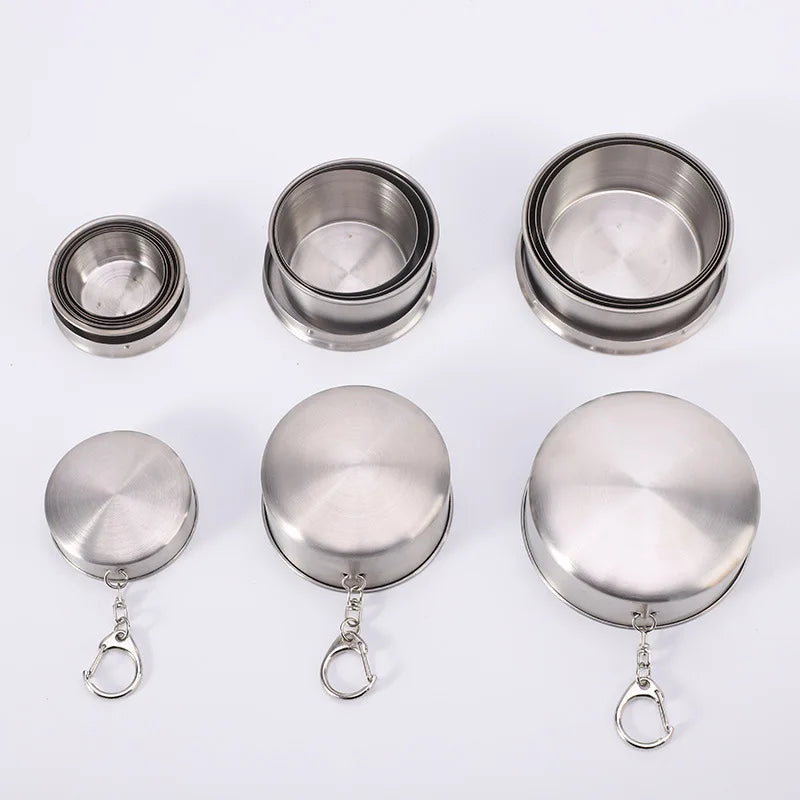 Stainless Steel Folding Cup Portable Outdoor Travel Camping Telescopic Cup Ourdoor Foldable Drinkware 75ml/150ml/250ml