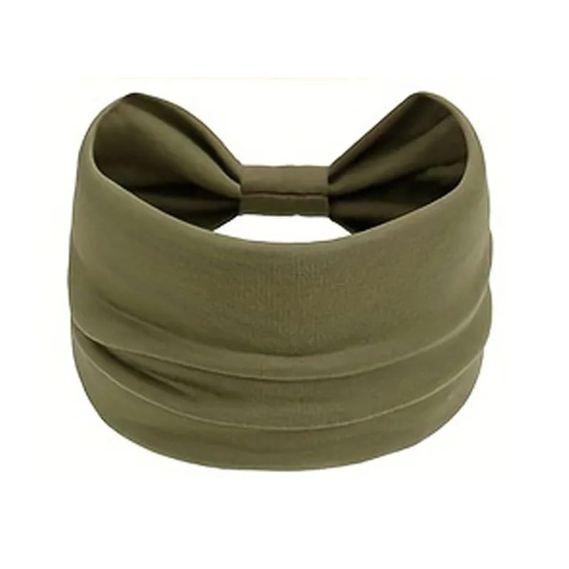 New Boho Solid Color Wide Headbands Vintage Knot Elastic Turban Headwrap for Women Girls Cotton Soft Bandana Hair Accessories