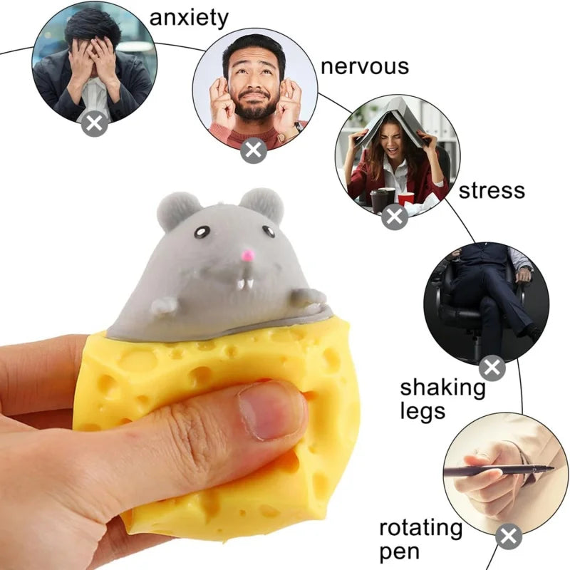 Pop Up Funny Mouse And Cheese Block Squeeze Anti Stress Toy Hide And Seek Figures Stress Relief Fidget Toys For Kids Adults