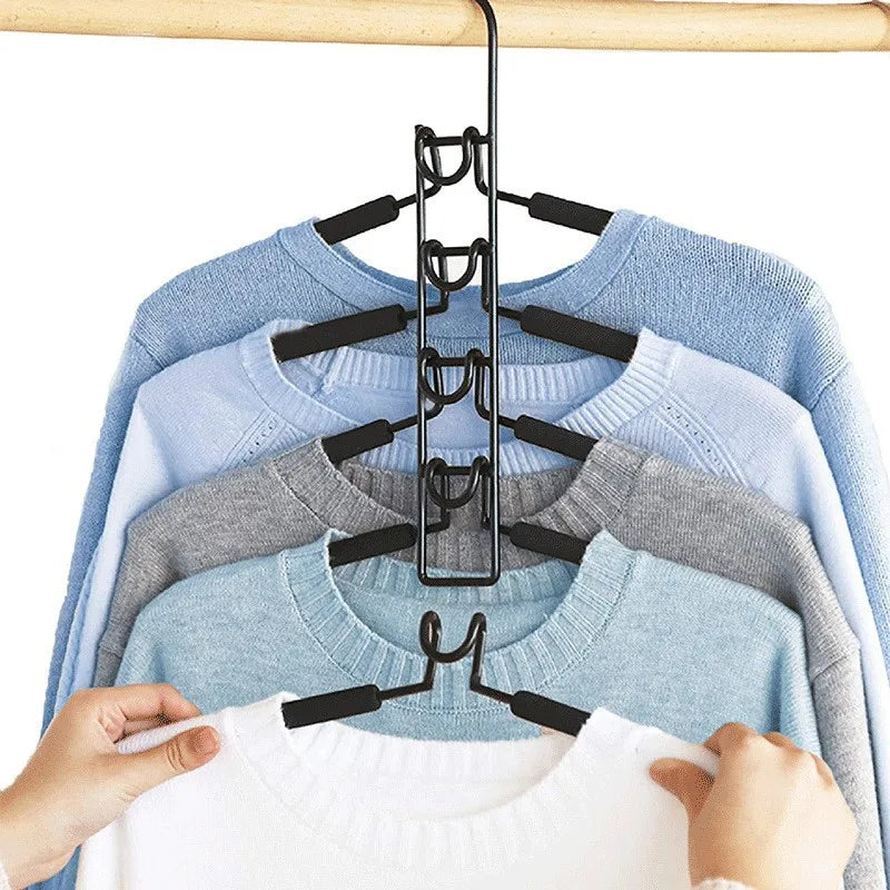 1pc Heavy-Duty Space-Saving Clothes Hanger - Multi-Layer Metal Garment Organizer with Non-Slip Foam Pads, Sturdy Closet Hanger