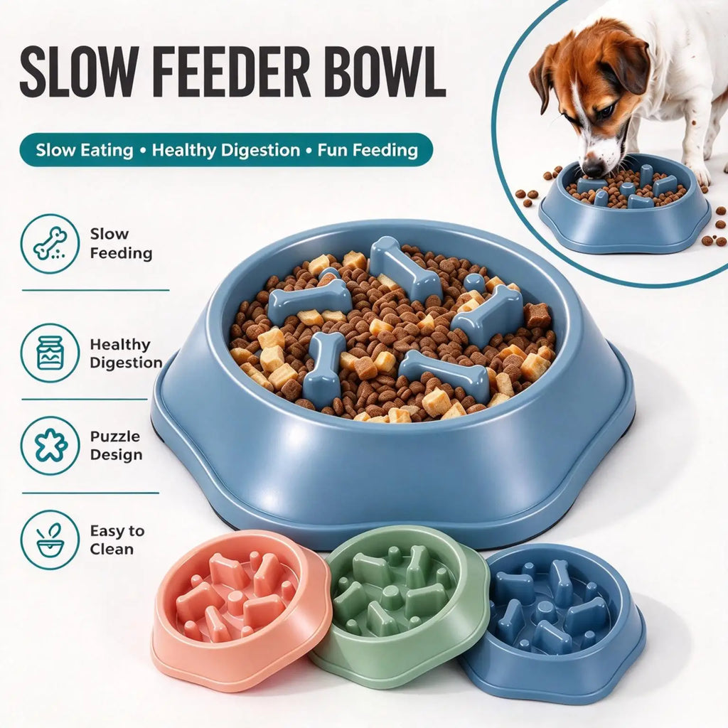 Slow Feeder Dog Bowl Anti-choking Puppy Food Bowl Anti-slip Pet Slow Eating Dog Dishes Puzzle Feeders for Dogs Small Medium