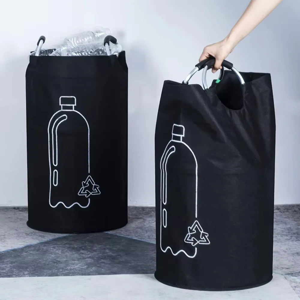 82L Empty Bottle Storage Basket With Aluminum Handle Folding Wastewater Bottle Collector Bag Large Capacity Garbage Bin