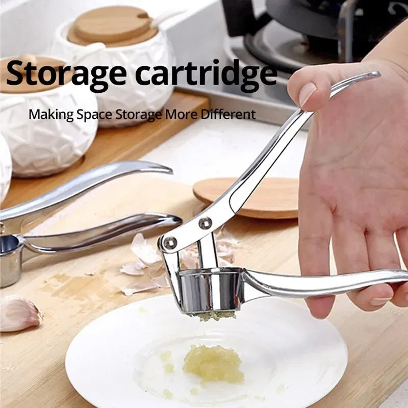 Silvery Stainless Steel Garlic Masher Kitchen Vegetable Cooking Extruder Manual Ginger Grinder And Tool Kitchen Accessories