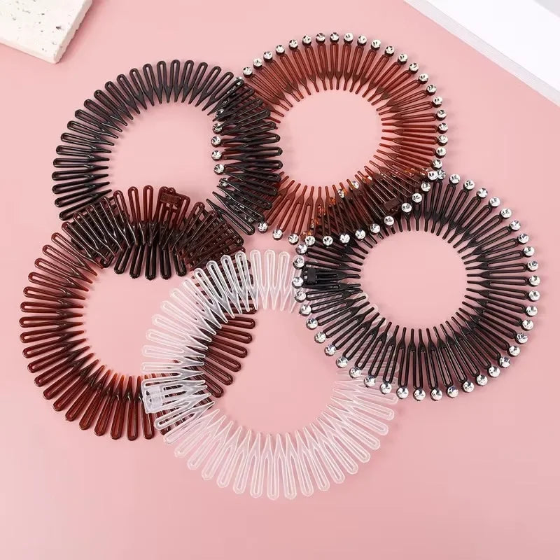 Plastic Full Circle Headbands Hair Hoop Band Clips Hairband Stretch Flexible Comb Teeth Face Wash Fixed Fashion Hair Accessories