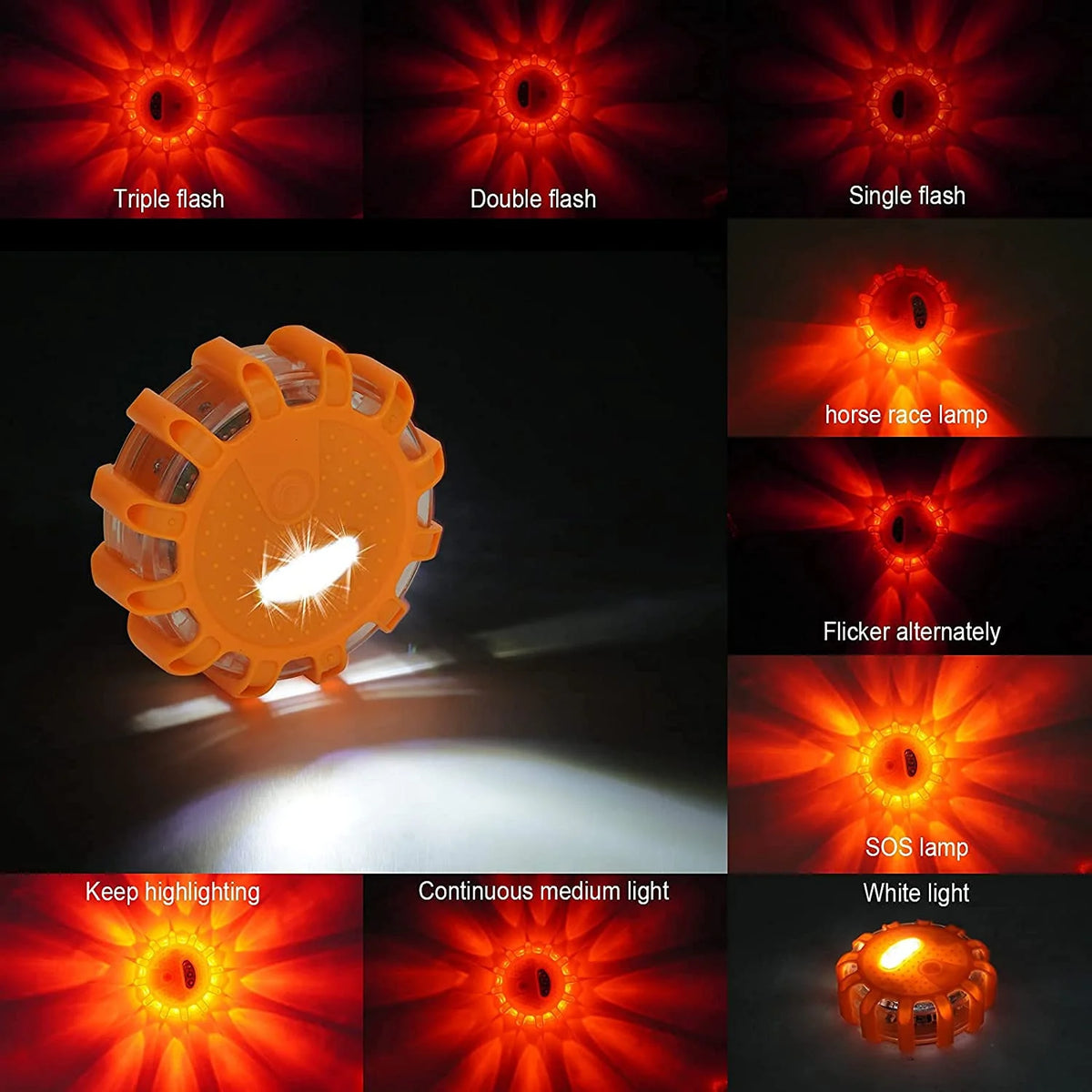 LED Road Flares Emergency Work Lights Disc Safety Flashing Roadside Magnetic Beacon Warning Light Traffic Help Flash Strobe Lamp