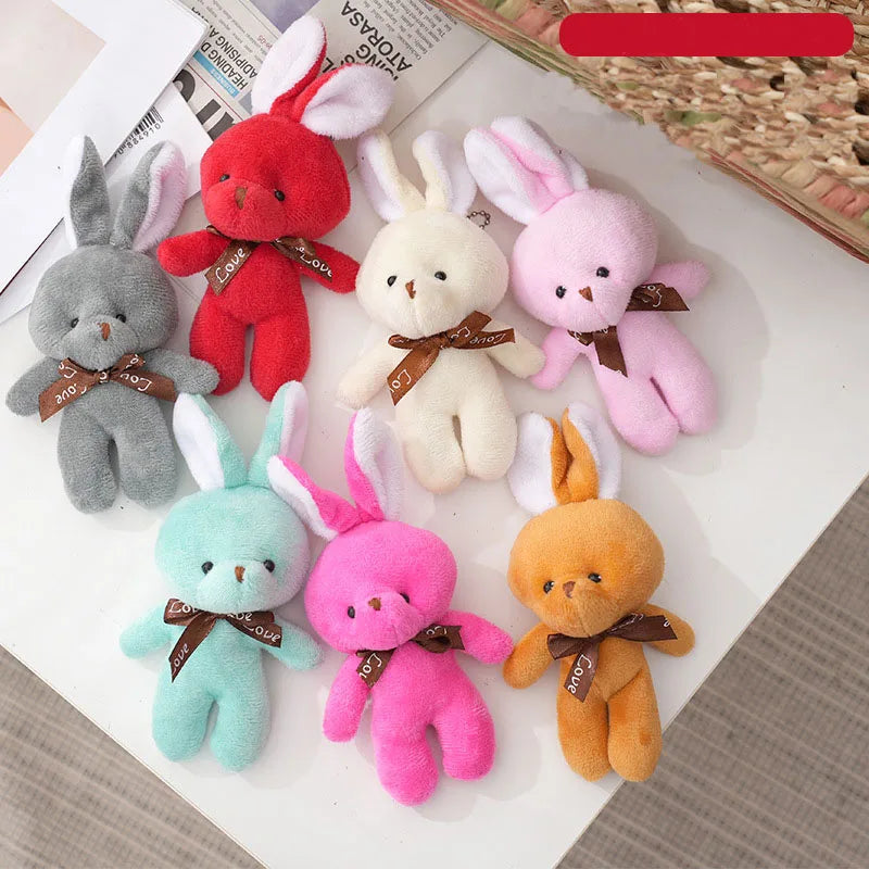 10Pcs/Lot Mini Teddy Rabbit Stuffed Dolls Kawaii Bunny Rabbit Plush Toys Keychain Creative Animal Bag Pendent kids Birthday Gift