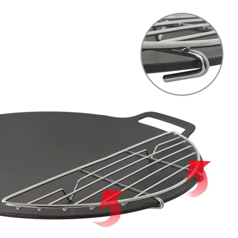 Outdoor Barbecue Net Steam Rack Stainless Steel Camping Barbecue Frying Pan Barbecue Meat Drain Anti Scorching Grill
