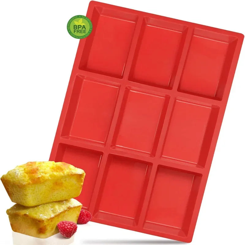 1pc 9-Cavity Silicone Mini Loaf Pan for Baking Cake, Bread, Meatloaf, Cornbread, Brownie, Muffin,and Soap  Easy to Clean