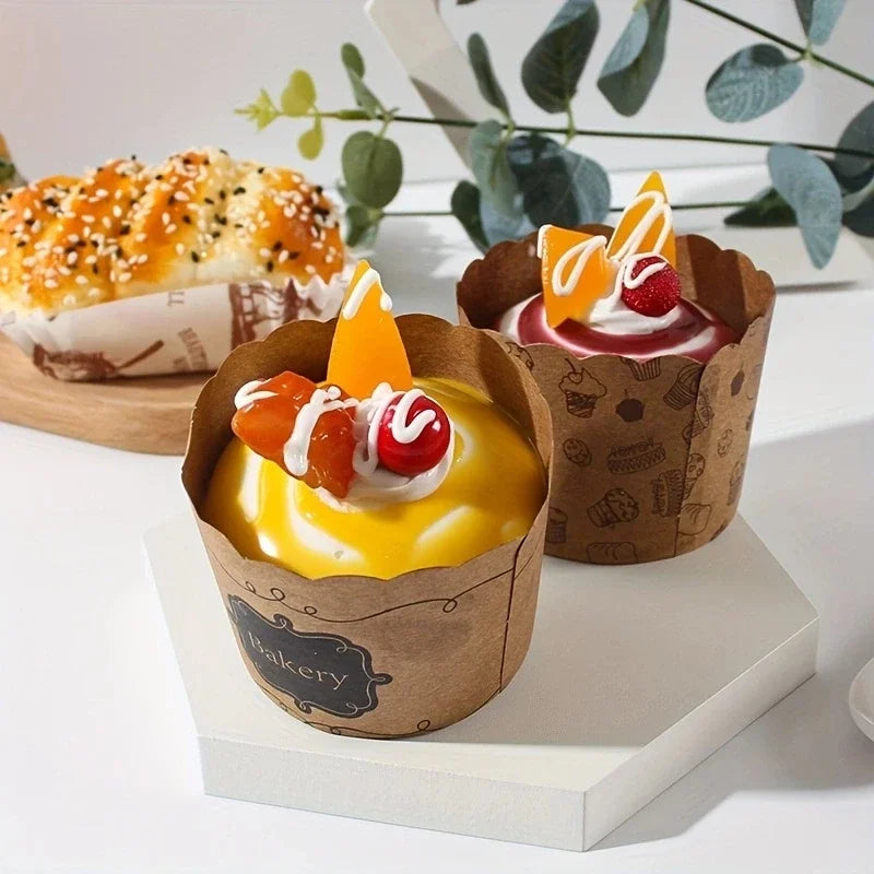 50pcs, Heat-Resistant Kraft Paper Muffin Cups for Baking and Serving - Small Kitchen Accessories for Cakes, Pastries, and More