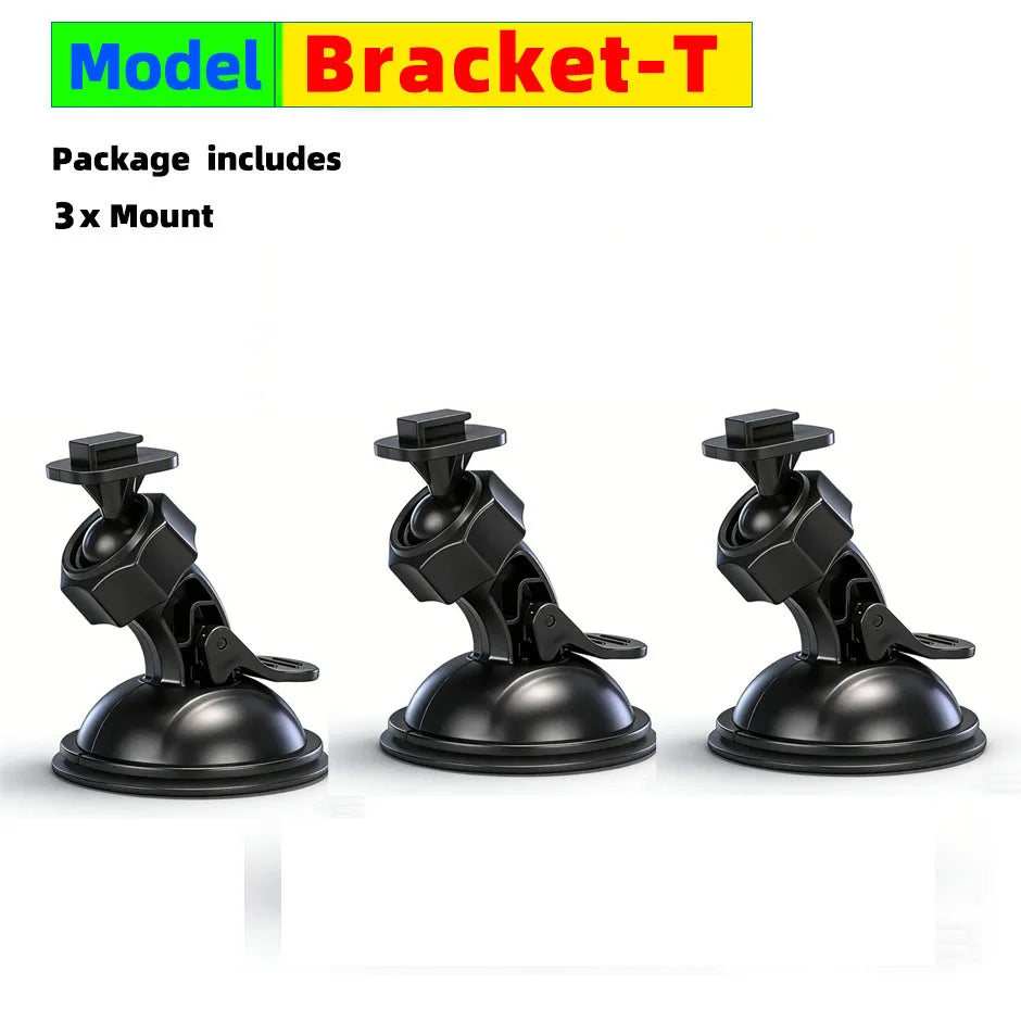 Universal 360° Rotating Suction Cup Mount for Action Camera, Car DVR on Windshield - Secure Holder Bracket for Driving Recording
