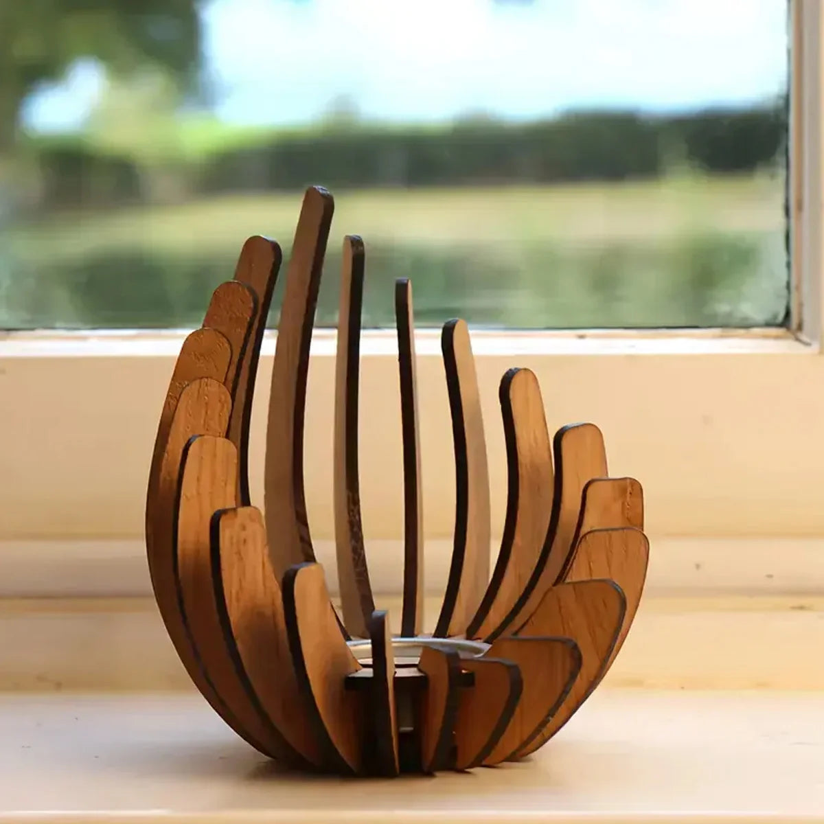 1Pc Hand-Assembled Lotus Candle Holder - Elegant Wooden Tea Light Centerpiece, Home Table Decor for Weddings, Christmas, Mot