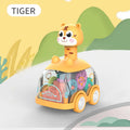 Press Gear Car Children's Toy Car Pull Back Boy Children Inertial Car Puzzle Animals Car