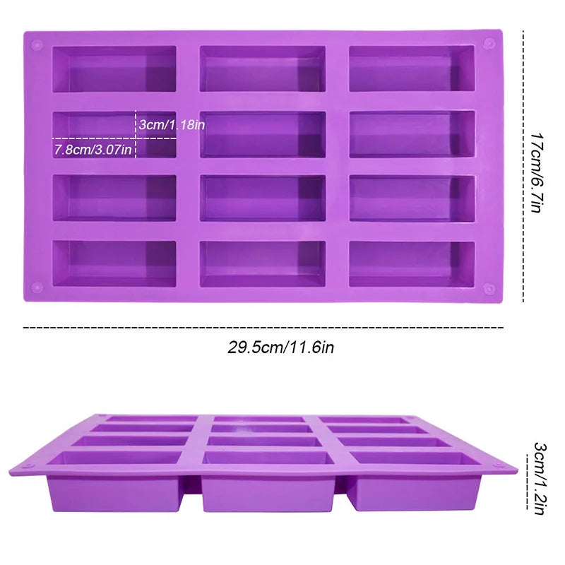 Random Color Granola Bar Mold Silicone Mold,12-Cavity Rectangle Molds for Energy Bar,Silicone Baking Molds for Large Granola Bar