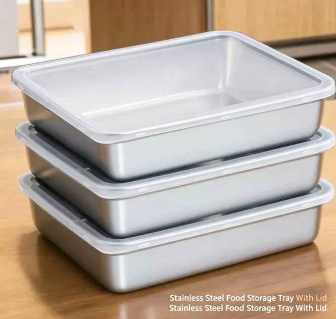 3 Pack Stackable Stainless Steel Food Containers Leakproof Clear Lid Storage Boxes Meal Prep Box for Home Camping