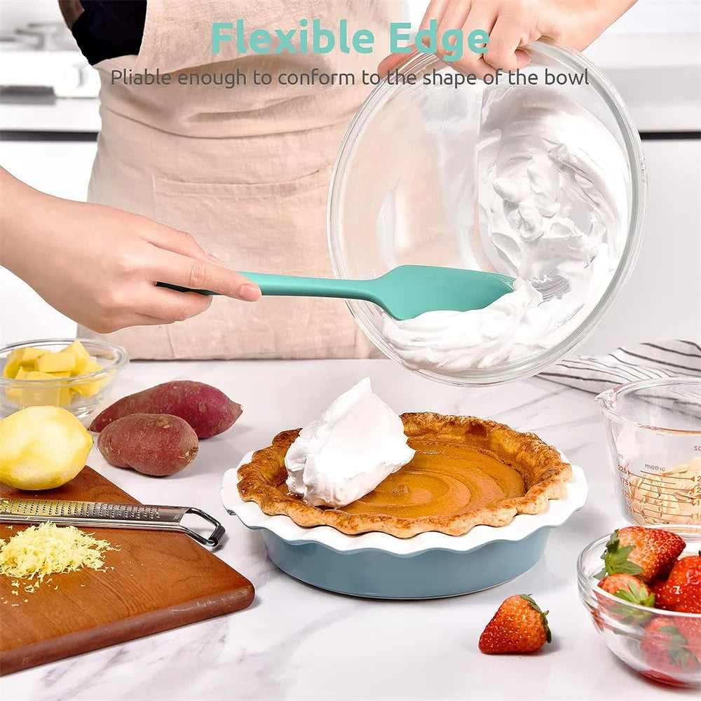 Kitchen Silicone Spatula Set, 600ºF High Heat Flex Silicone Scraper with Nonslip Handle for Cooking Mixing Baking Serving Stirri