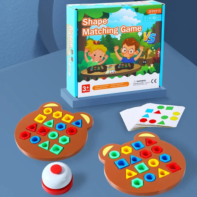 1 Set Little Bear Geometry Matching Puzzle Toys Montessori Parent Child Interactive Jigsaw Board Game Kids Early Educational Toy