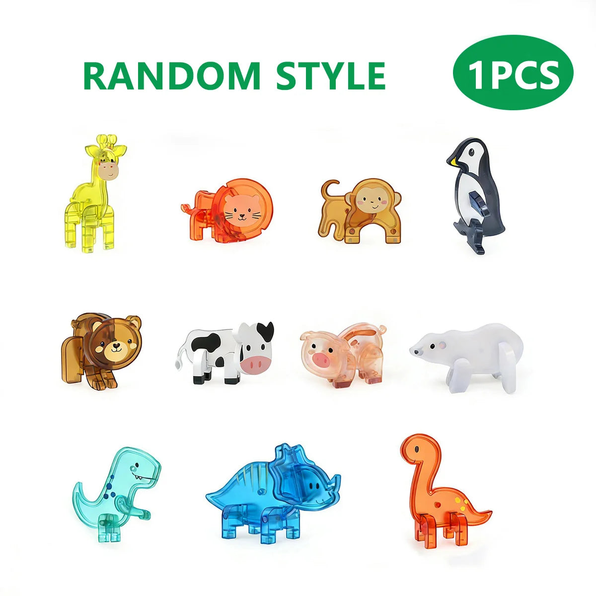 Magnetic tile toy accessories, small animals, children's puzzle collage, suitable for birthday and holiday gifts