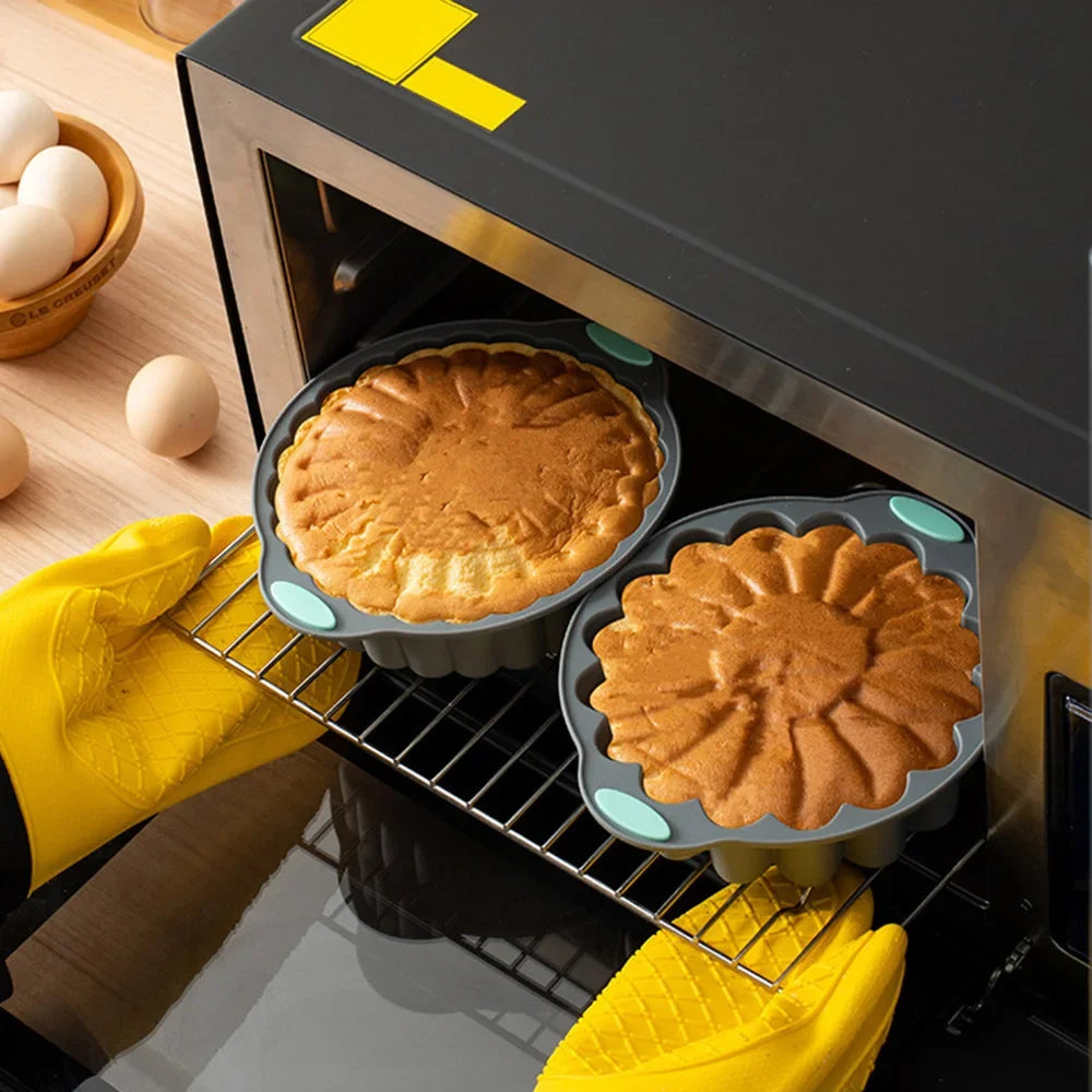 Round Silicone Cake Mold 3D Spiral Pattern Bundle Pan Nonstick Birthday Cake Pan Brownie Dessert Cake Decor DIY Baking Tool