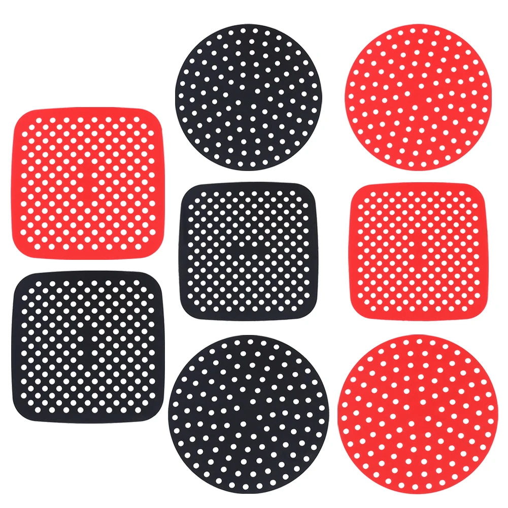 Air Fryer Silicone Liner Mat Reusable Non-Stick Baking Mat Round Square Kitchen Air Fryer Accessories