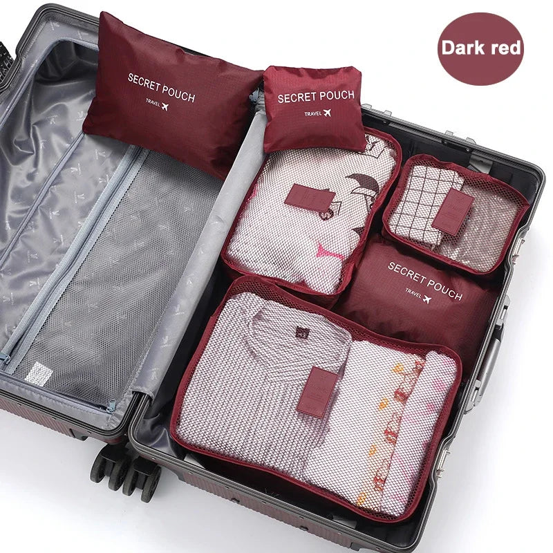 6 Pcs Travel Clothes Storage Bags Set Portable Luggage Organizer Packing Cubes for Suitcase Shoes And Clothes Portable Pouch