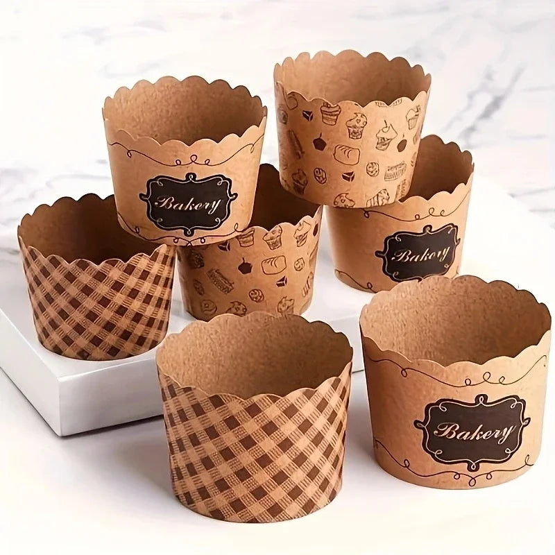 50pcs, Heat-Resistant Kraft Paper Muffin Cups for Baking and Serving - Small Kitchen Accessories for Cakes, Pastries, and More