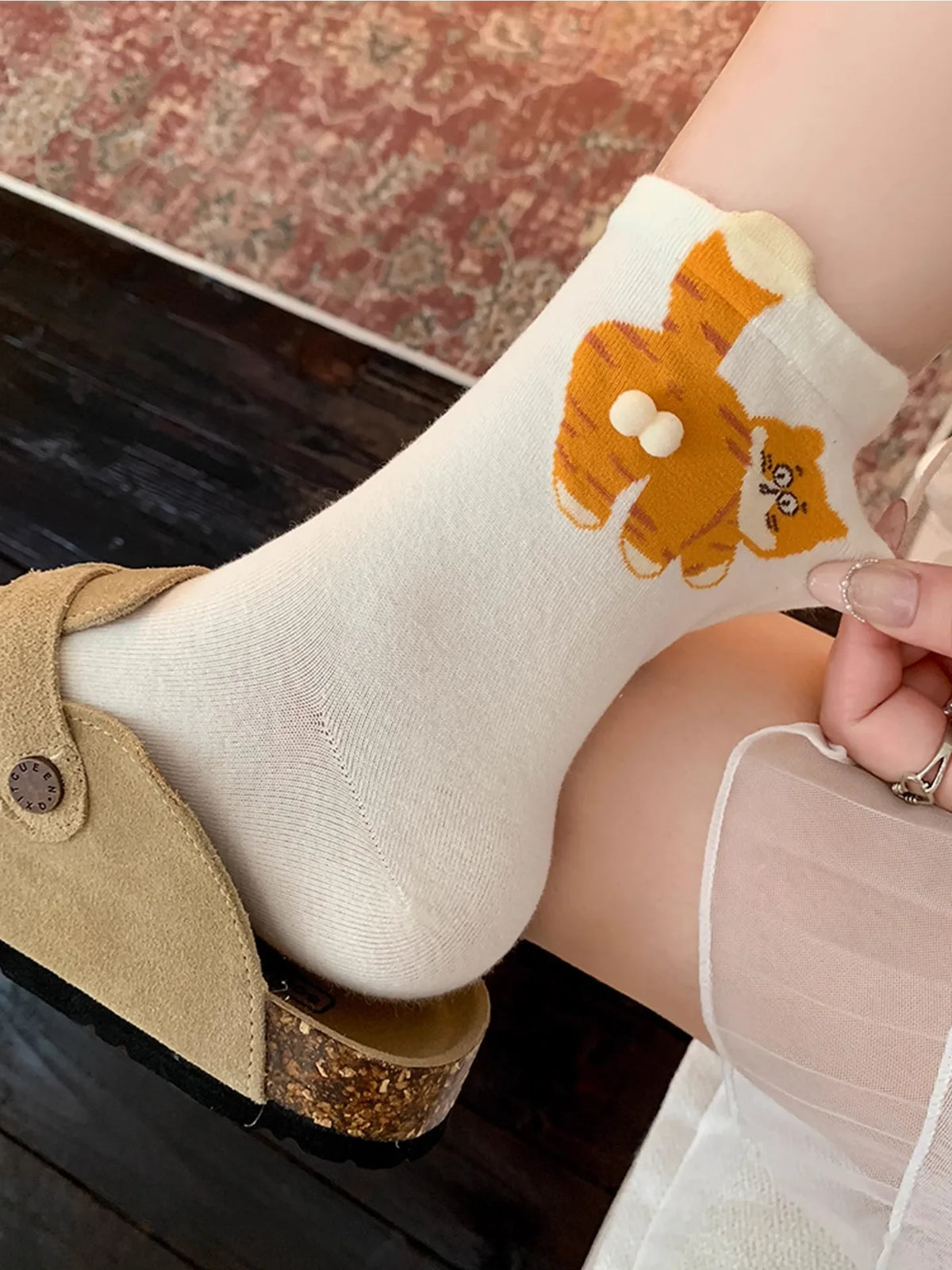 1/3 Pair Three-Dimensional Cat Printed Men female Mid Tube Socks Soft Comfortable Sweat Absorbing Breathable Casual Couples Sock