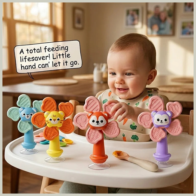 Children High Chair Toys Suction Cup Spinner Dining Table Rattles Fidget Educational Montessori Calming Travel Toy Gift