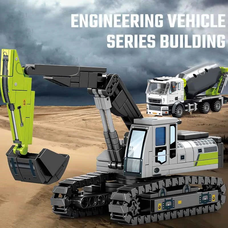 SEMBO Engineering Vehicle Assemblage Building Blocks Kits MOC Excavator Mixer Truck Model Bricks DIY Educational Toys Boys Gifts
