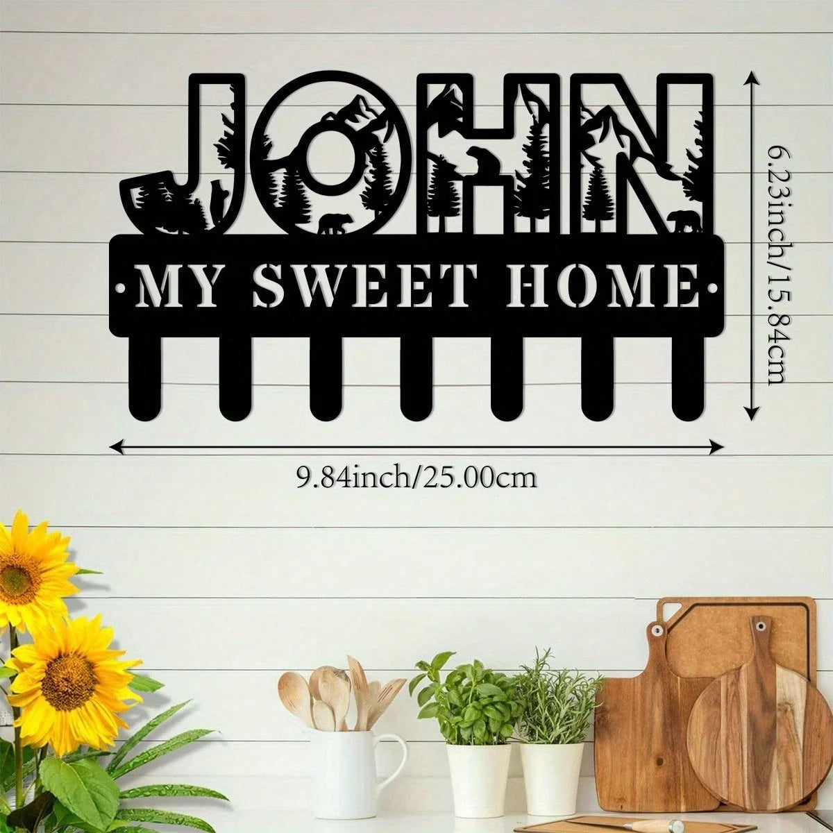 1pc Metal Wall Hooks Key Holder, Wall Mounted Coat Rack, Iron Art Decor For Home Kitchen Door