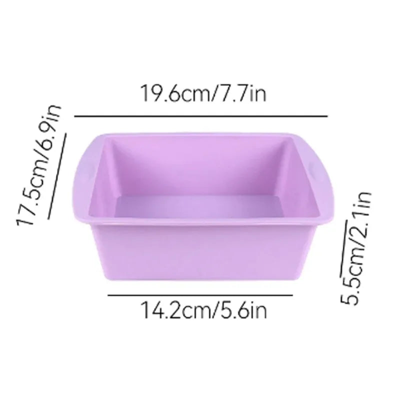 1/4Pcs Silicone Square Cake Plate Non-Stick Brownie Pot with Anti-Slip Handle Oven and Air Fryer Safe Perfect for Baking Cakes