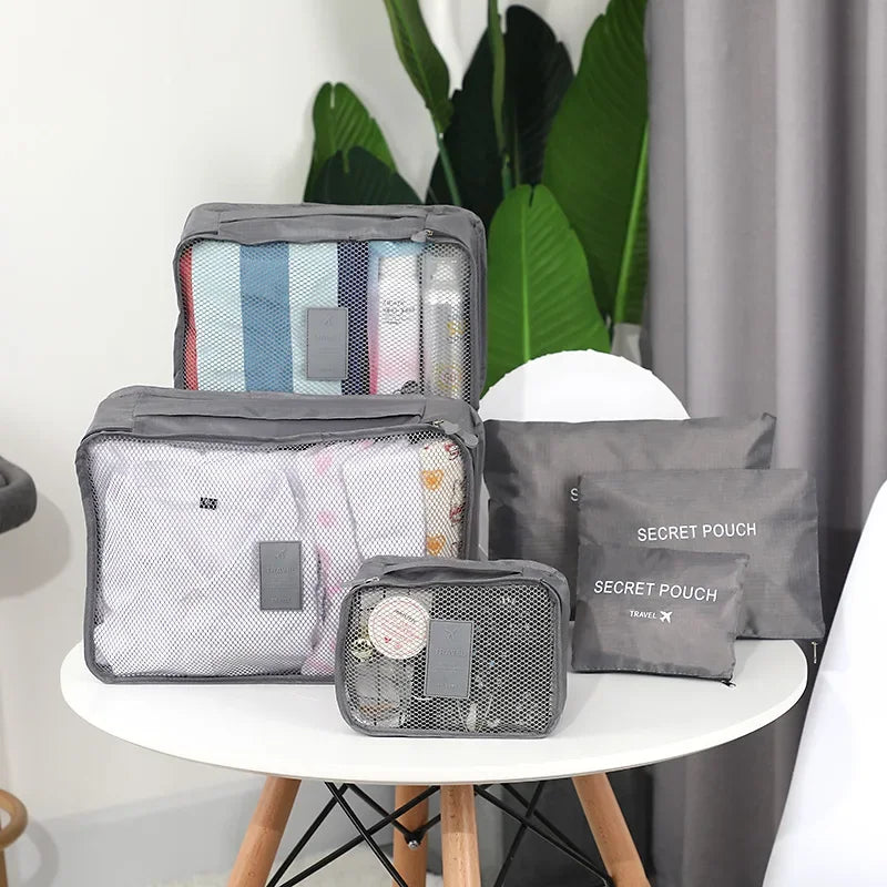6 Pcs Travel Clothes Storage Bags Set Portable Luggage Organizer Packing Cubes for Suitcase Shoes And Clothes Portable Pouch