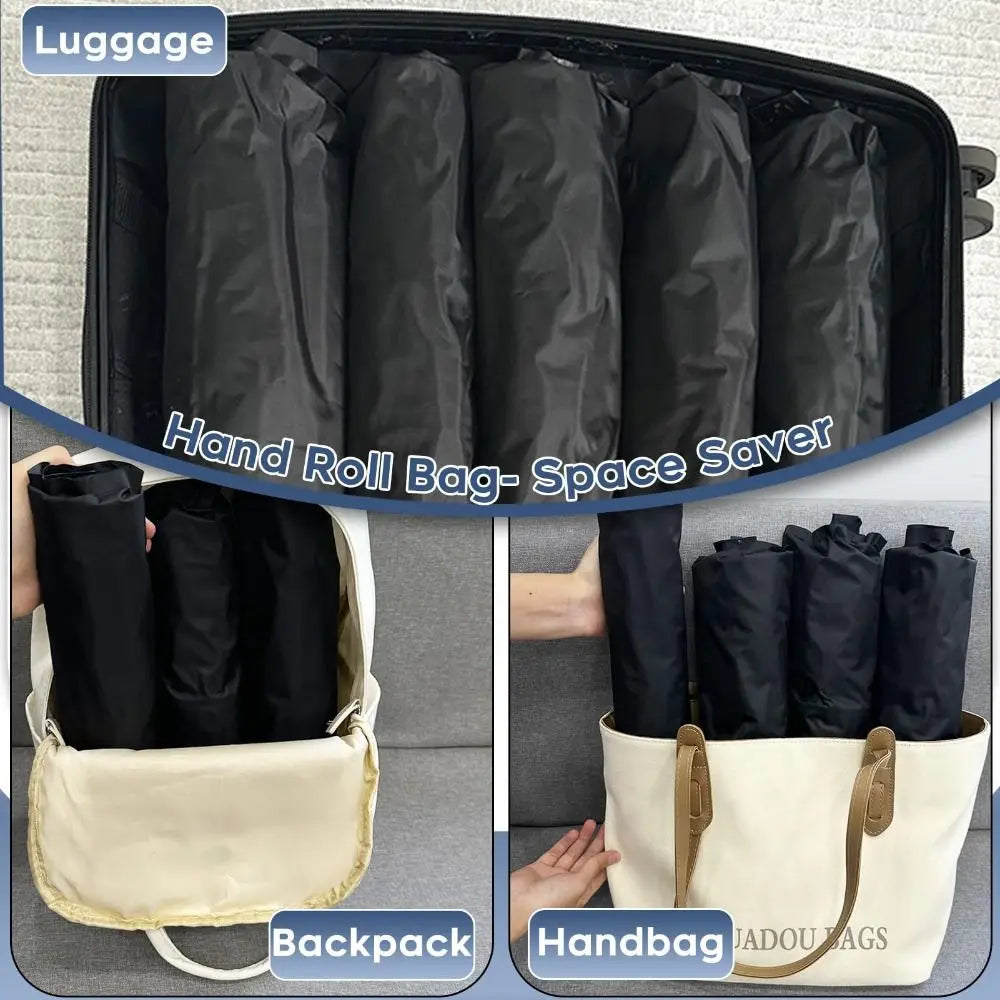 Reusable Hand Roll Vacuum Bags for Travel Waterproof Vacuum Compression Bag Portable Luggage Vacuum Storage Bag Space Saver