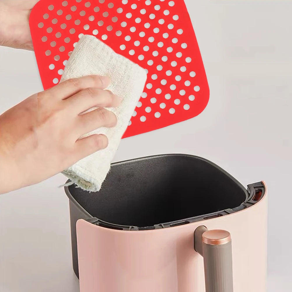 Air Fryer Silicone Liner Mat Reusable Non-Stick Baking Mat Round Square Kitchen Air Fryer Accessories