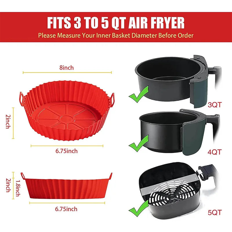 Silicone Air Fryer Liners Pot,Airfryer Basket Cooking Gadgets ,Reusable Baking Tray Non-stick Pizza Pan Oven Kitchen Accessories