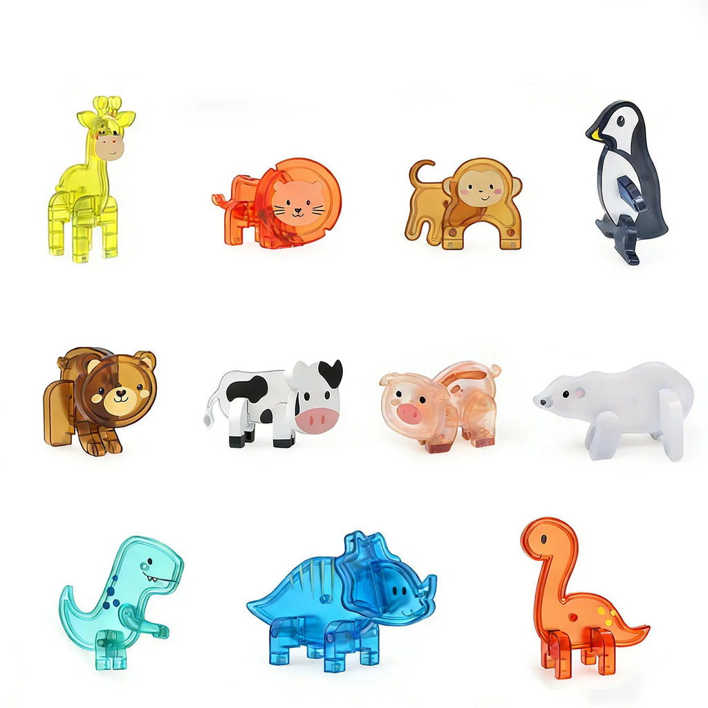 Magnetic tile toy accessories, small animals, children's puzzle collage, suitable for birthday and holiday gifts