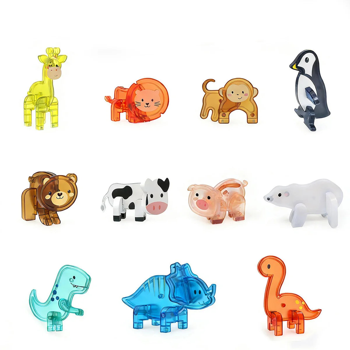 Magnetic tile toy accessories, small animals, children's puzzle collage, suitable for birthday and holiday gifts